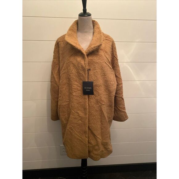 ICONS Cinzia Rocca Fitted Mid Length Coat Women's 12 Lt Camel Wool Blend L/S - Picture 3 of 12